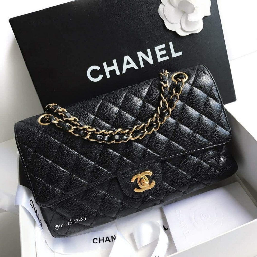🆙Chanel Jumbo Black Caviar Double Flap GHW Bag